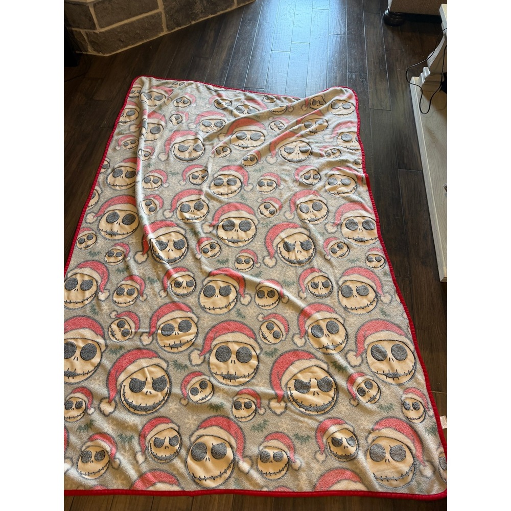 Disney Nightmare Before Christmas Jack Skellington Santa Hat Plush Blanket 60x90